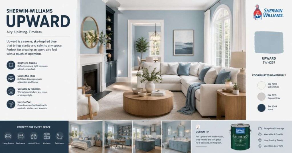 Upward Sherwin Williams stylish blue wall decor