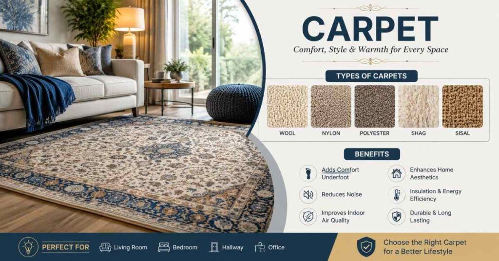 Luxury living room carpet with elegant color combination
