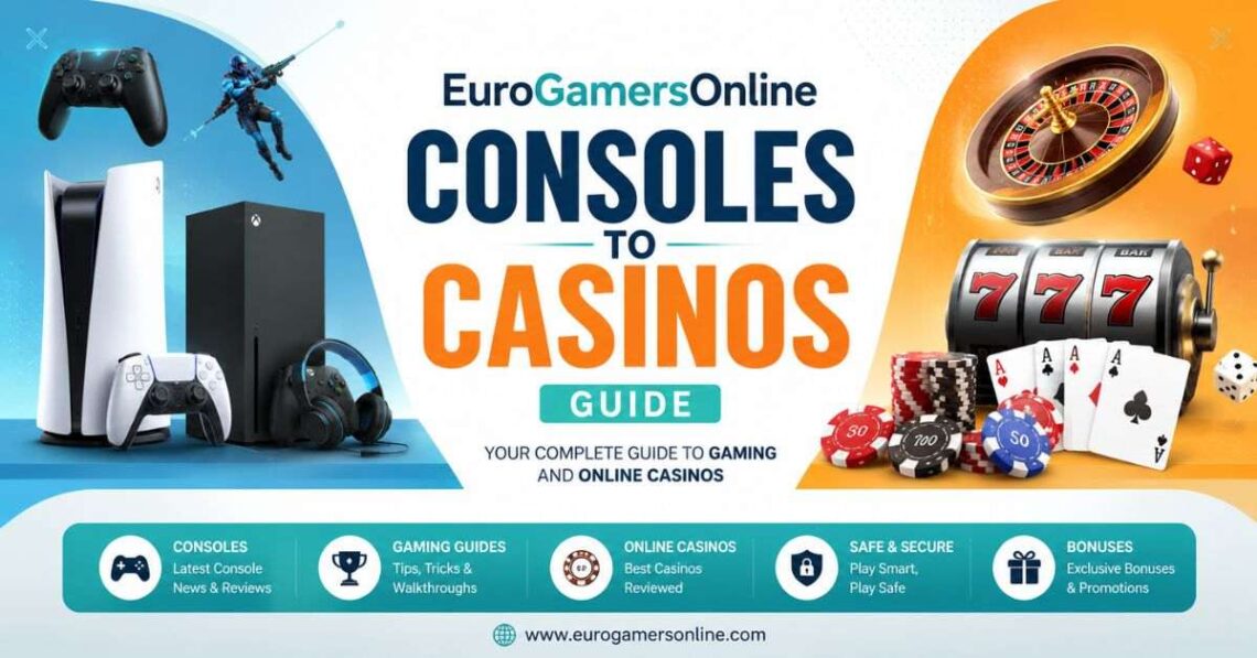 Gaming and casino guide with consoles, slots, and roulette