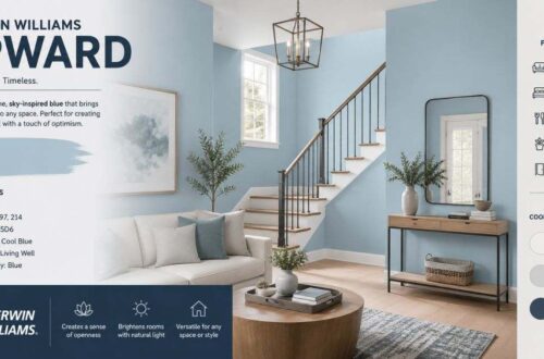 Sherwin Williams Upward modern blue living room design