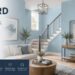 Sherwin Williams Upward modern blue living room design