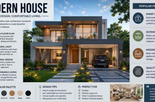 Modern House creative architectural style infographic