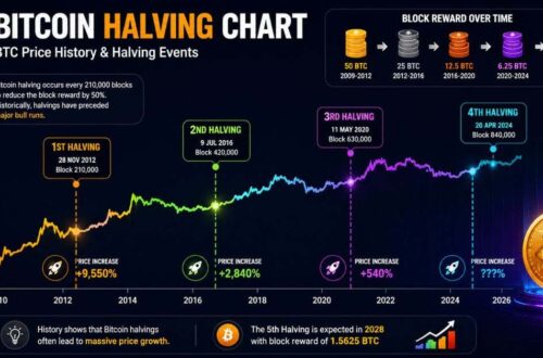 Bitcoin Halving Chart showing BTC price history